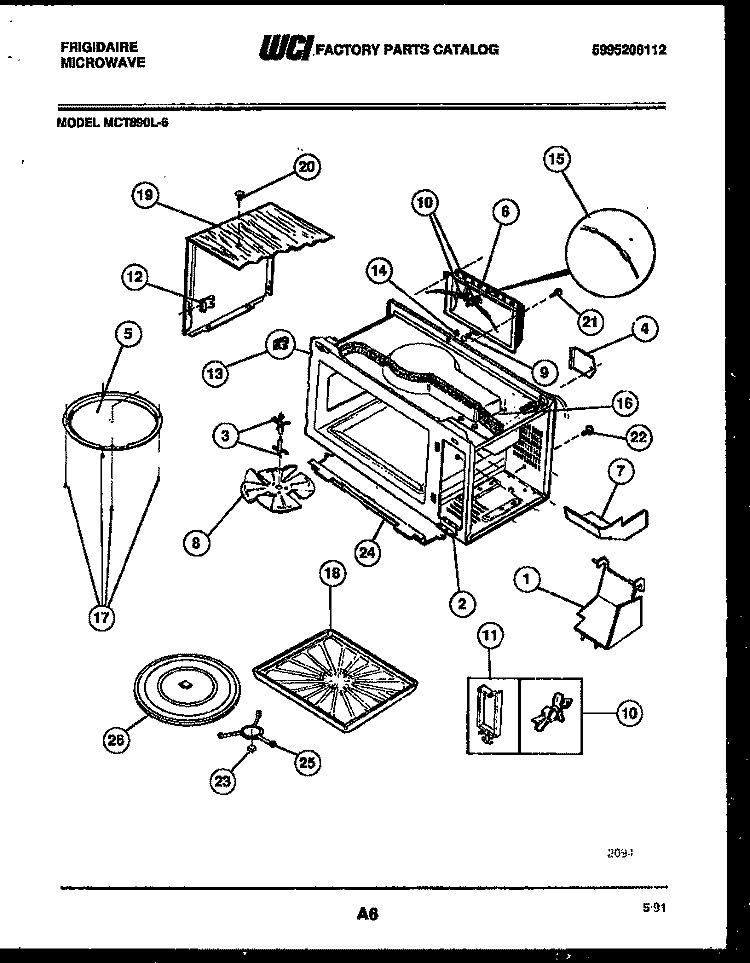 WRAPPER AND BODY PARTS Diagram and Parts List for MCT890L6  Frigidaire Microwave