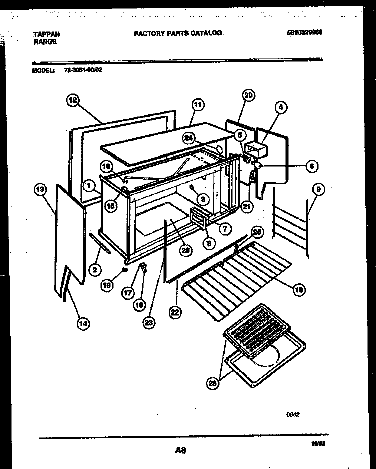 UPPER BODY PARTS Diagram and Parts List for 73-3951-23-02  Tappan Range