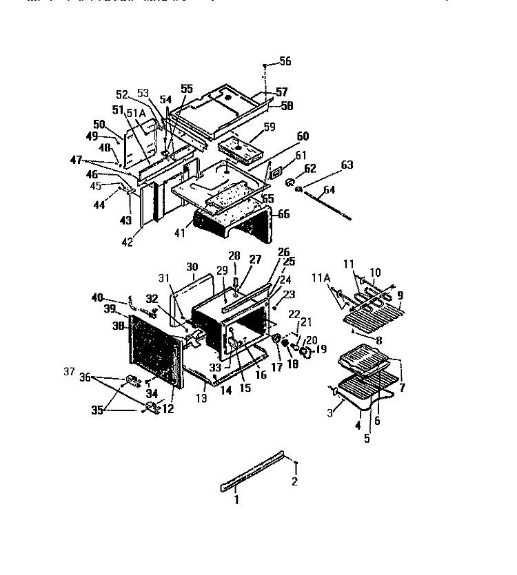 OVEN CAVITY Diagram and Parts List for KD860GDD1  Frigidaire Range