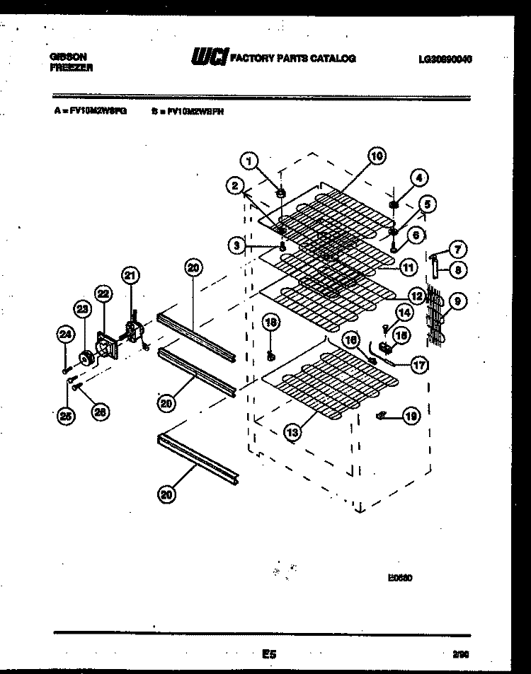 SHELVES AND SUPPORTS Diagram and Parts List for FV10M2WSFG  Gibson Freezer