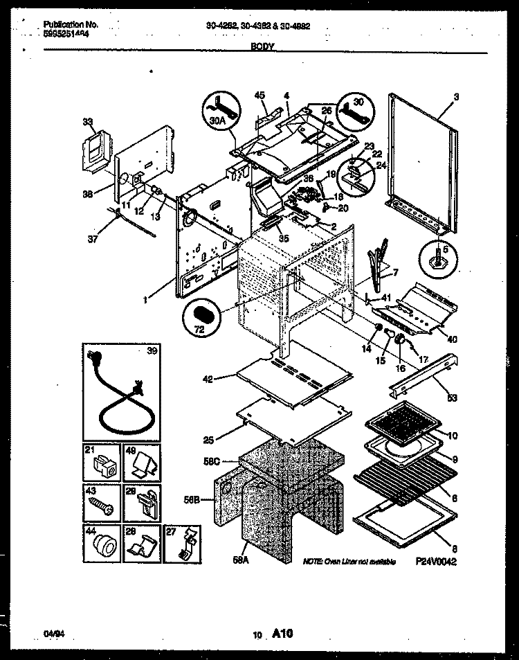 BODY PARTS Diagram and Parts List for 30-4382-23-02  Tappan Range