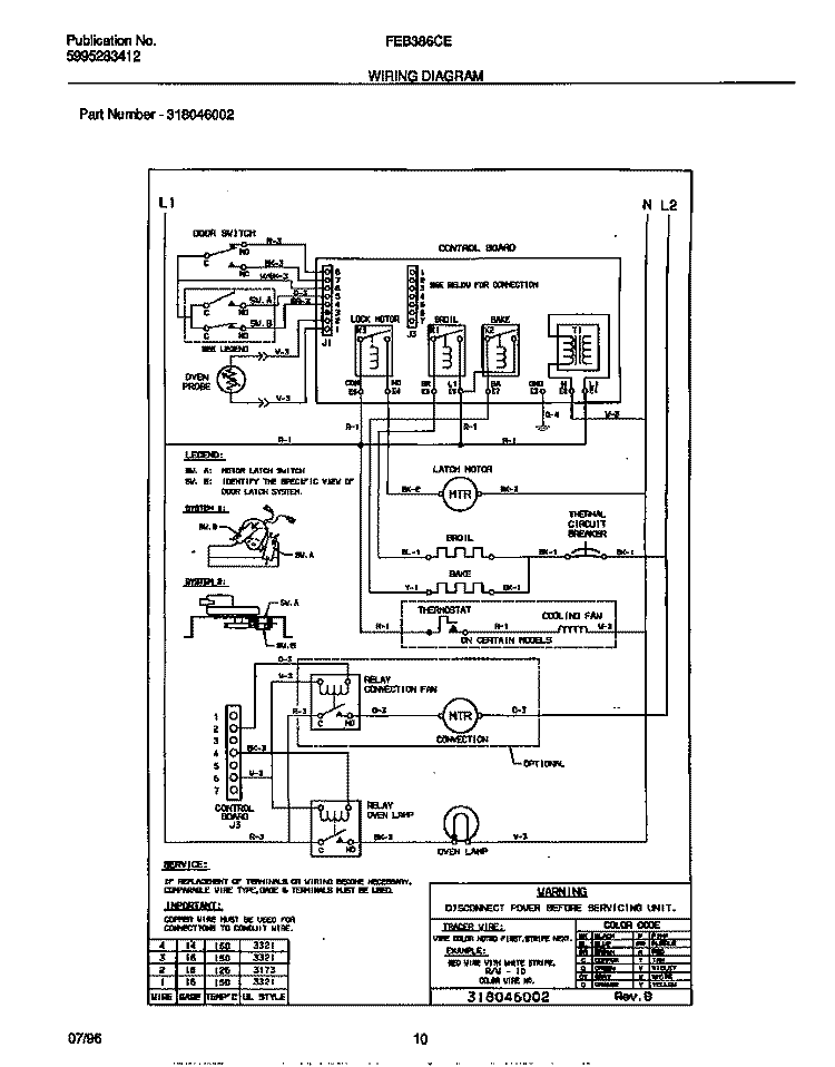 WIRING DIAGRAM Diagram and Parts List for FEB386CESA  Frigidaire Wall Oven
