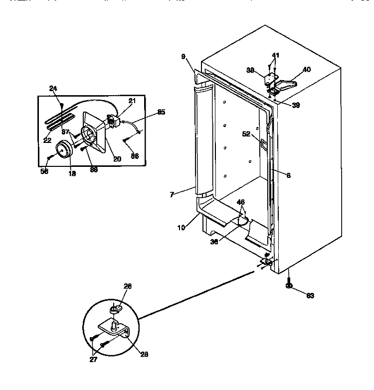 CABINET / CONTROL / SHELVES Diagram and Parts List for GFU09M2AW4  Gibson Freezer