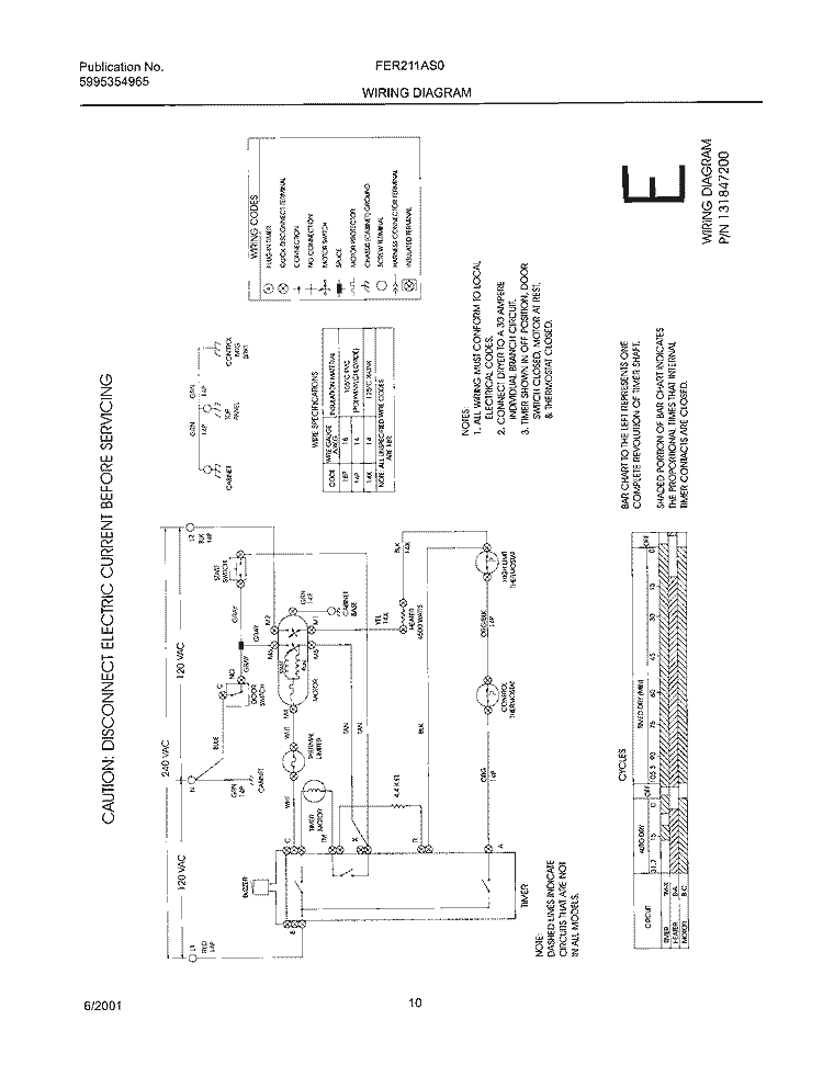 131847200 WIRING DIAGRAM Diagram and Parts List for FER211AS0  Frigidaire Dryer