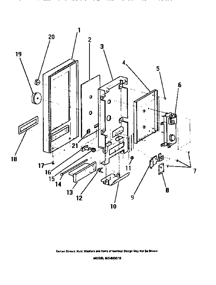 ELECTRICAL CONTROLS, PANEL, TRIM Diagram and Parts List for MC600C0  Frigidaire Microwave