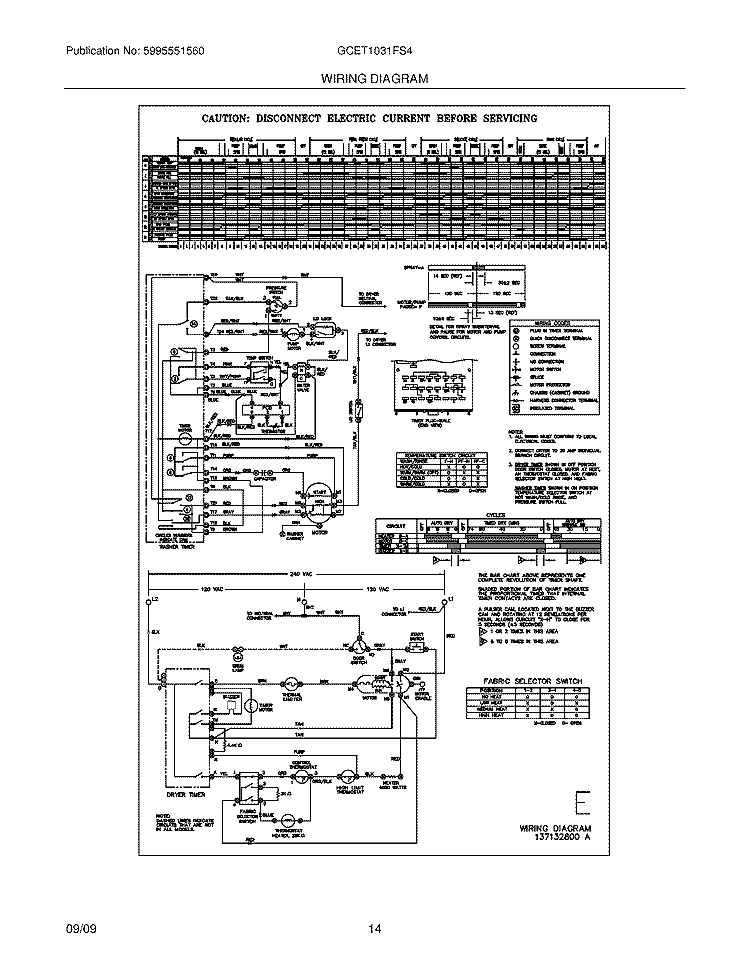 WIRING DIAGRAM Diagram and Parts List for GCET1031FS4  Frigidaire Washer Dryer Combo