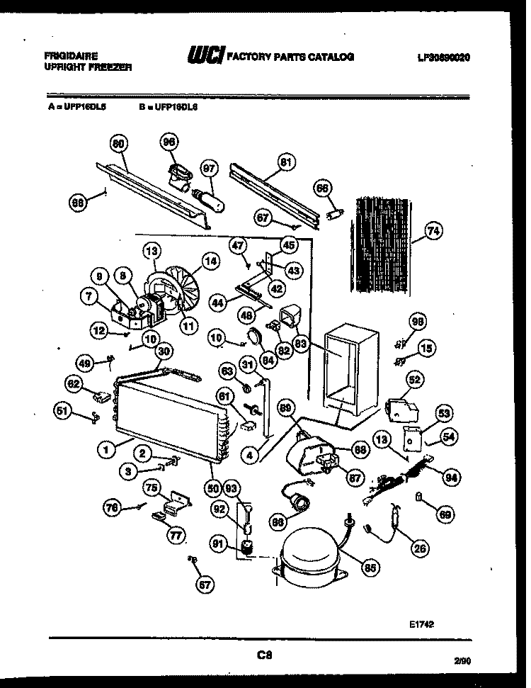 SYSTEM AND AUTOMATIC DEFROST PARTS Diagram and Parts List for UFP16DL6  Frigidaire Freezer