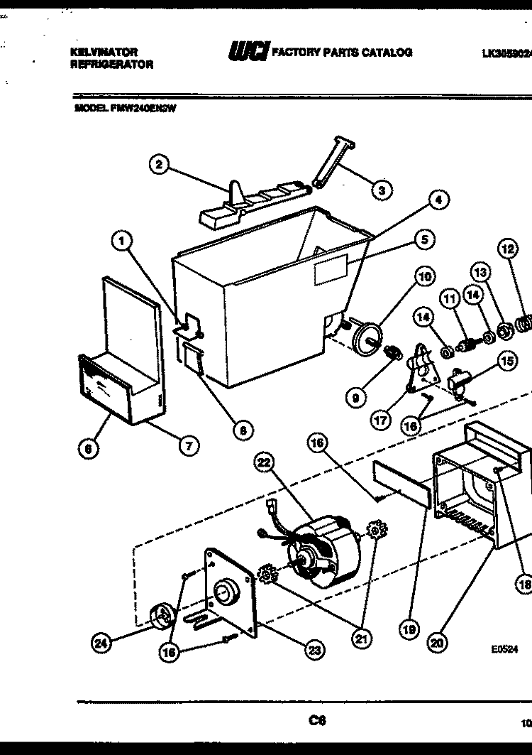 ICE DISPENSER Diagram and Parts List for FMW240EN3D  Kelvinator Refrigerator