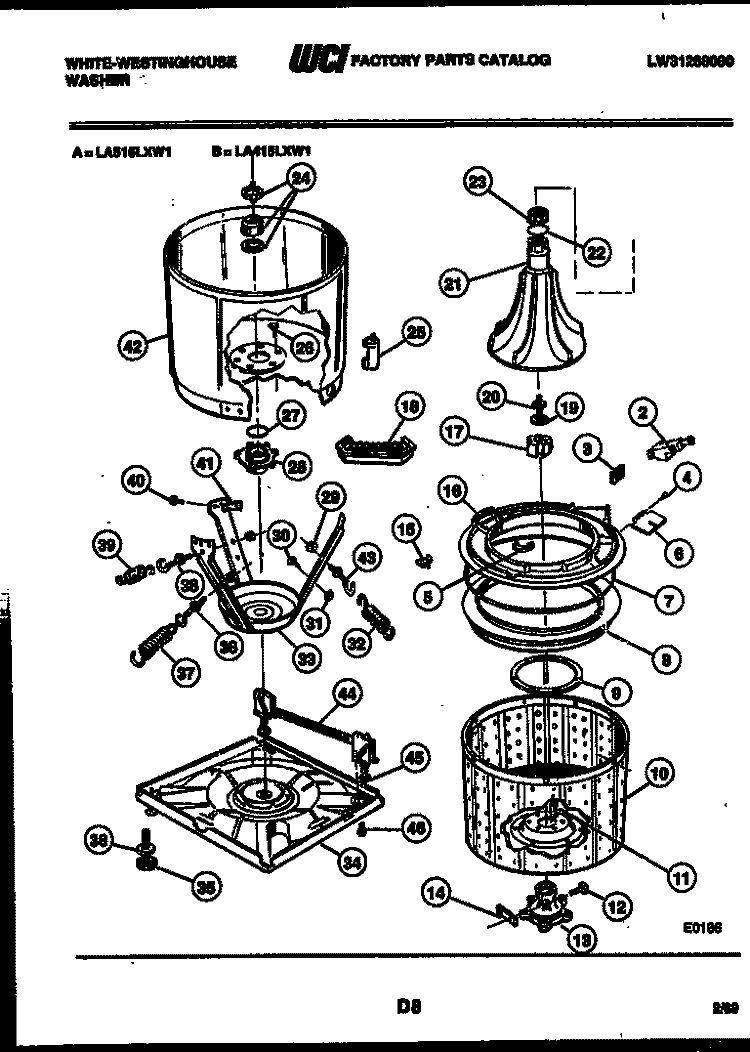 TUB DETAIL Diagram and Parts List for LA415LXD1  Frigidaire Washer