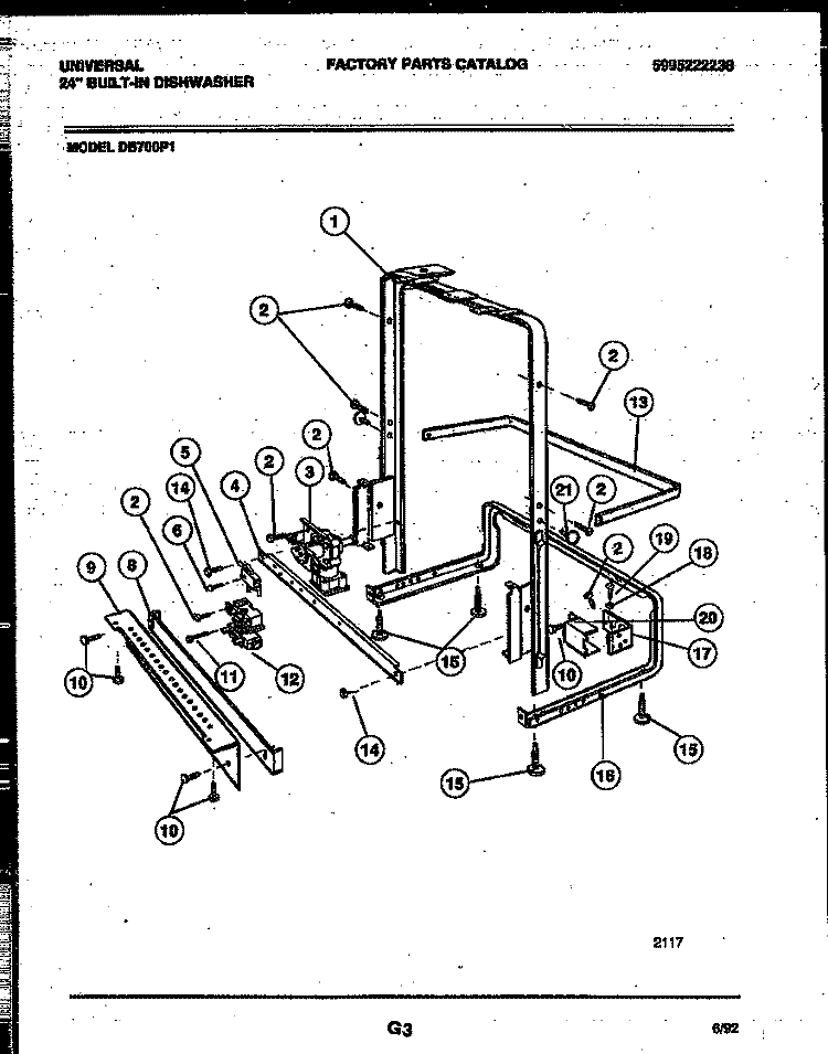POWER DRY AND MOTOR PARTS Diagram and Parts List for DB700PW1  Frigidaire Dishwasher