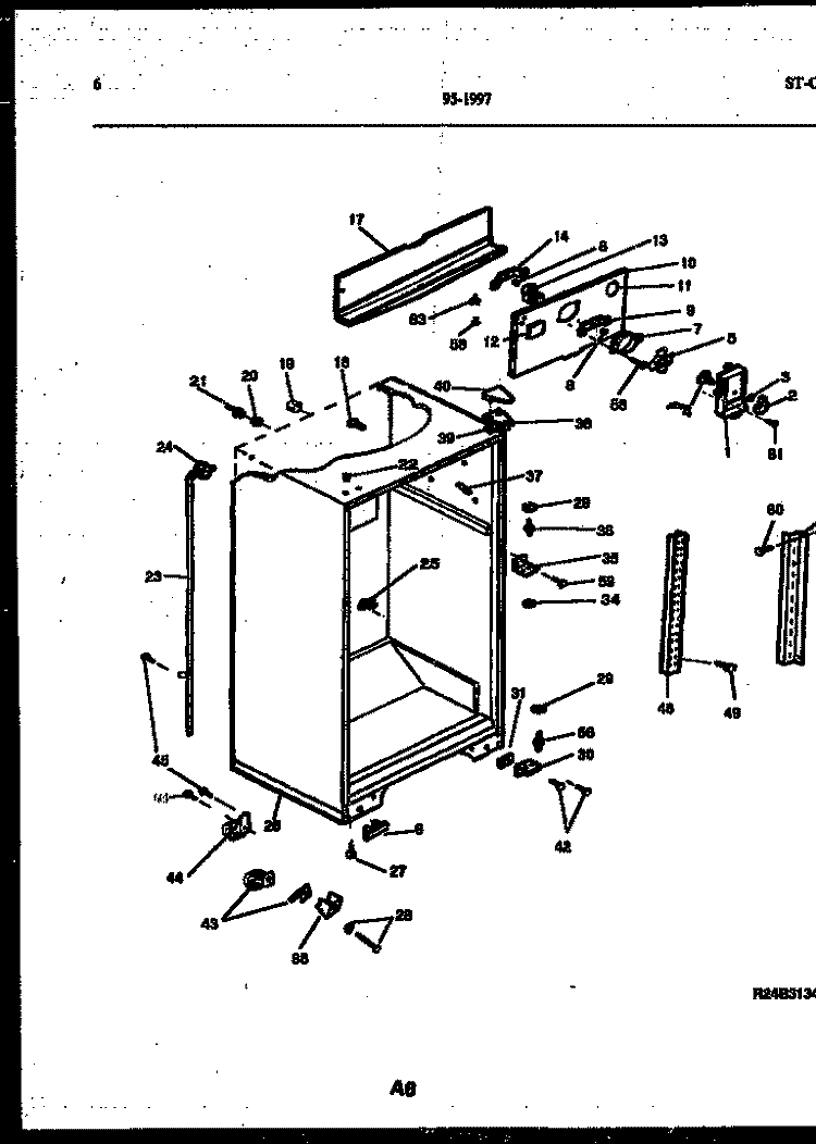 CABINET PARTS Diagram and Parts List for 95-1997-66-04  Tappan Refrigerator