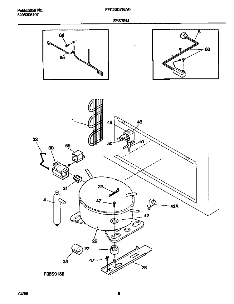 SYSTEM Diagram and Parts List for FFC20D7GW0  Frigidaire Freezer