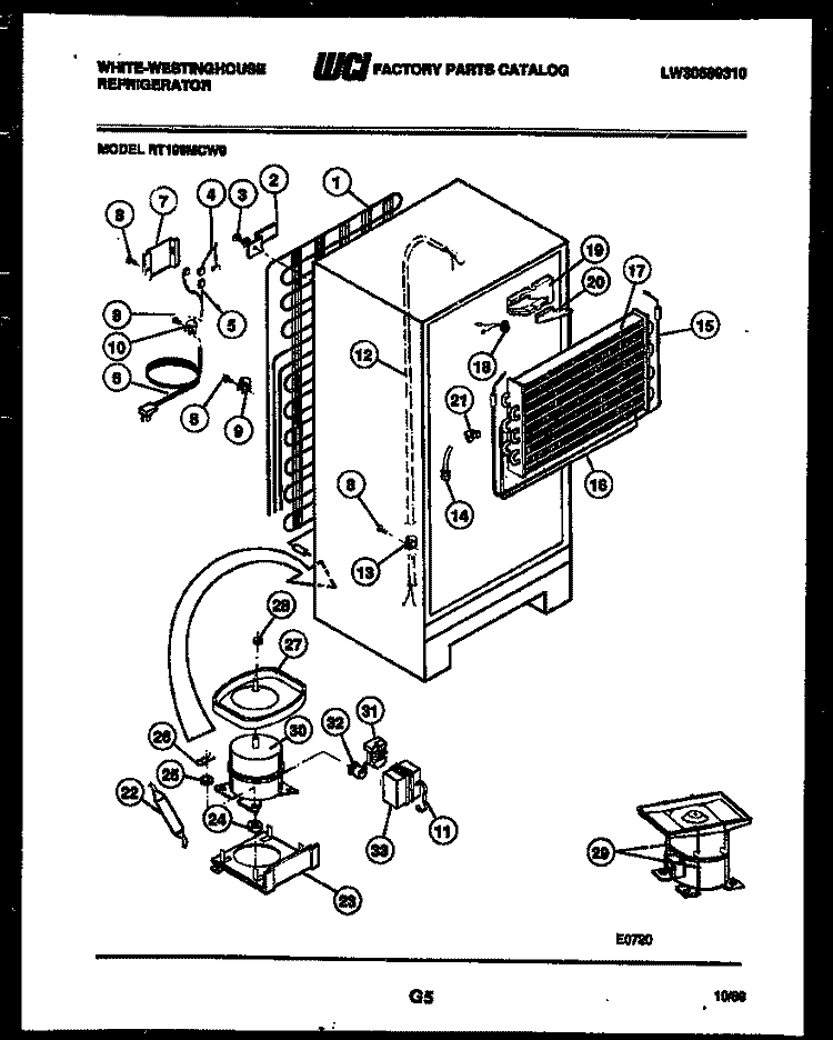 SYSTEM AND AUTOMATIC DEFROST PARTS Diagram and Parts List for RT196MCV0  Frigidaire Refrigerator