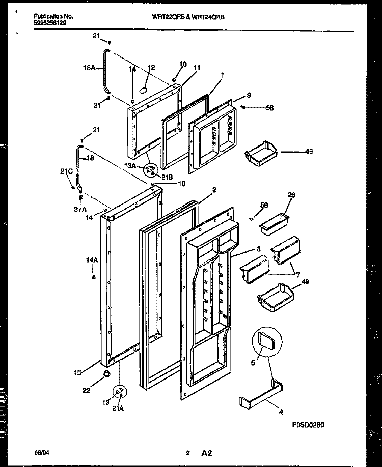 DOOR PARTS Diagram and Parts List for WRT24QRBD0  Frigidaire Refrigerator