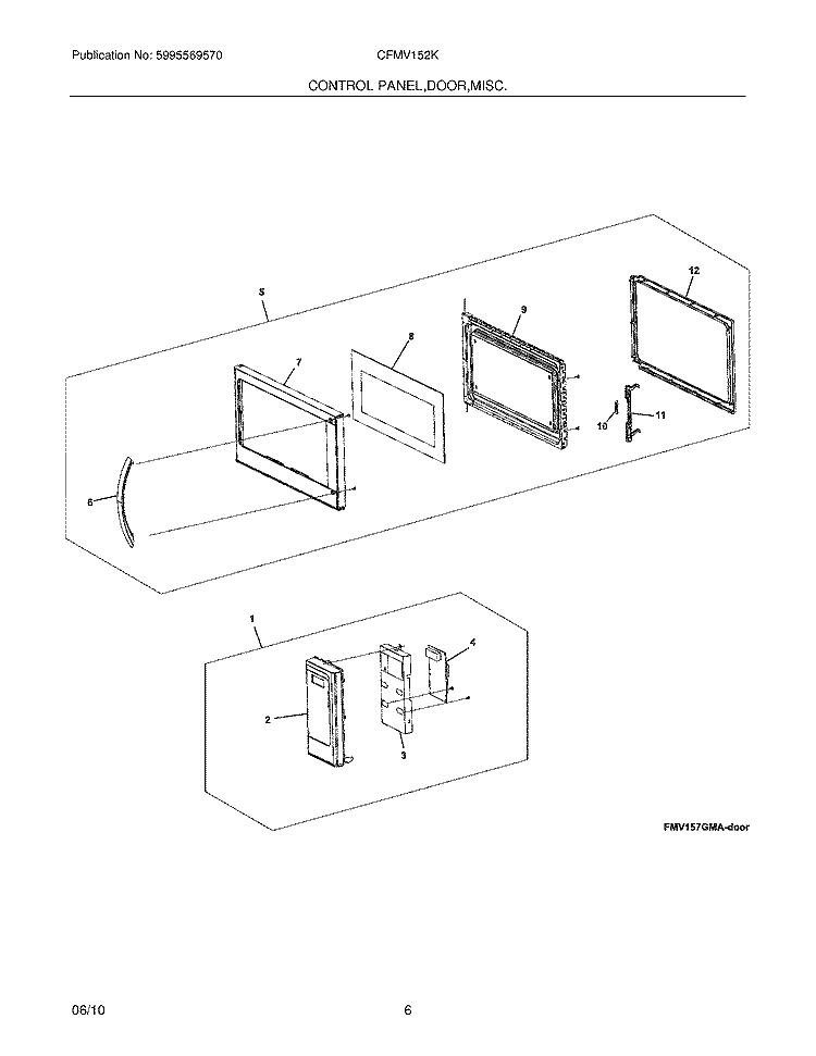 CONTROL PANEL,DOOR,MISCELLANEOUS Diagram and Parts List for CFMV152KWA  Frigidaire Microwave
