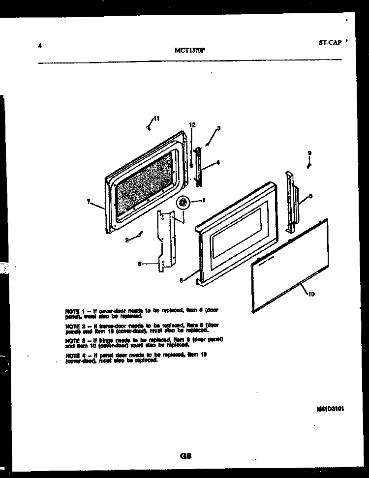 DOOR PARTS Diagram and Parts List for MCT1370P3  Frigidaire Microwave