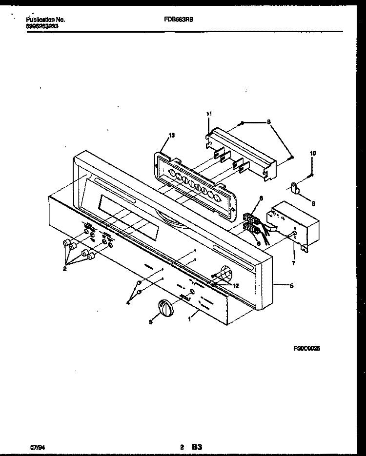 CONSOLE AND CONTROL PARTS Diagram and Parts List for FDB663RBB0  Frigidaire Dishwasher