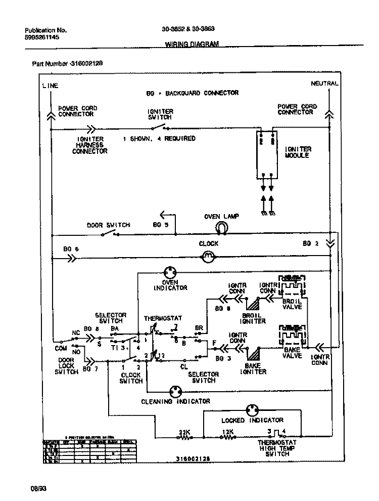 WIRING DIAGRAM Diagram and Parts List for 30-3863-23-02  Tappan Range