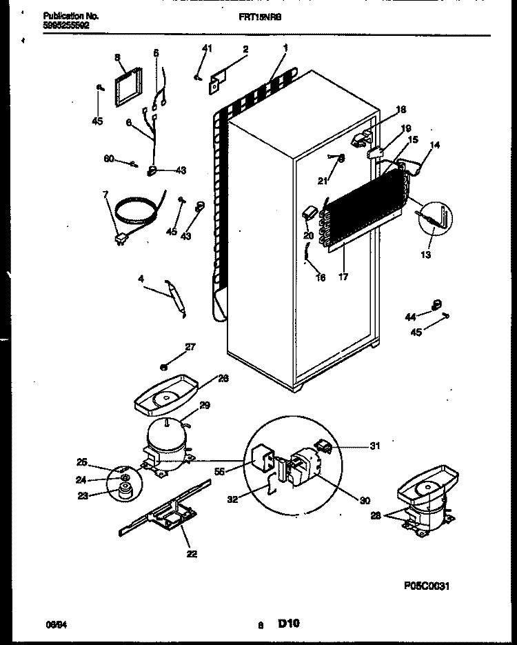 SYSTEM AND AUTOMATIC DEFROST PARTS Diagram and Parts List for FRT15NRBD0  Frigidaire Refrigerator