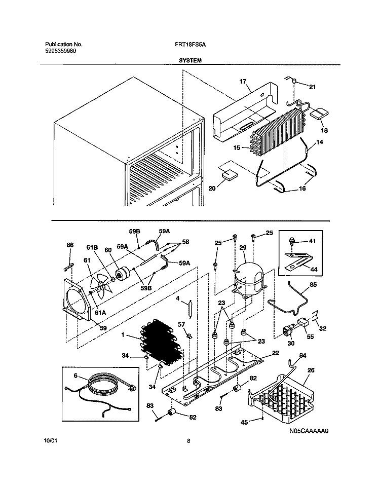 SYSTEM Diagram and Parts List for FRT18FS5AW4  Frigidaire Refrigerator