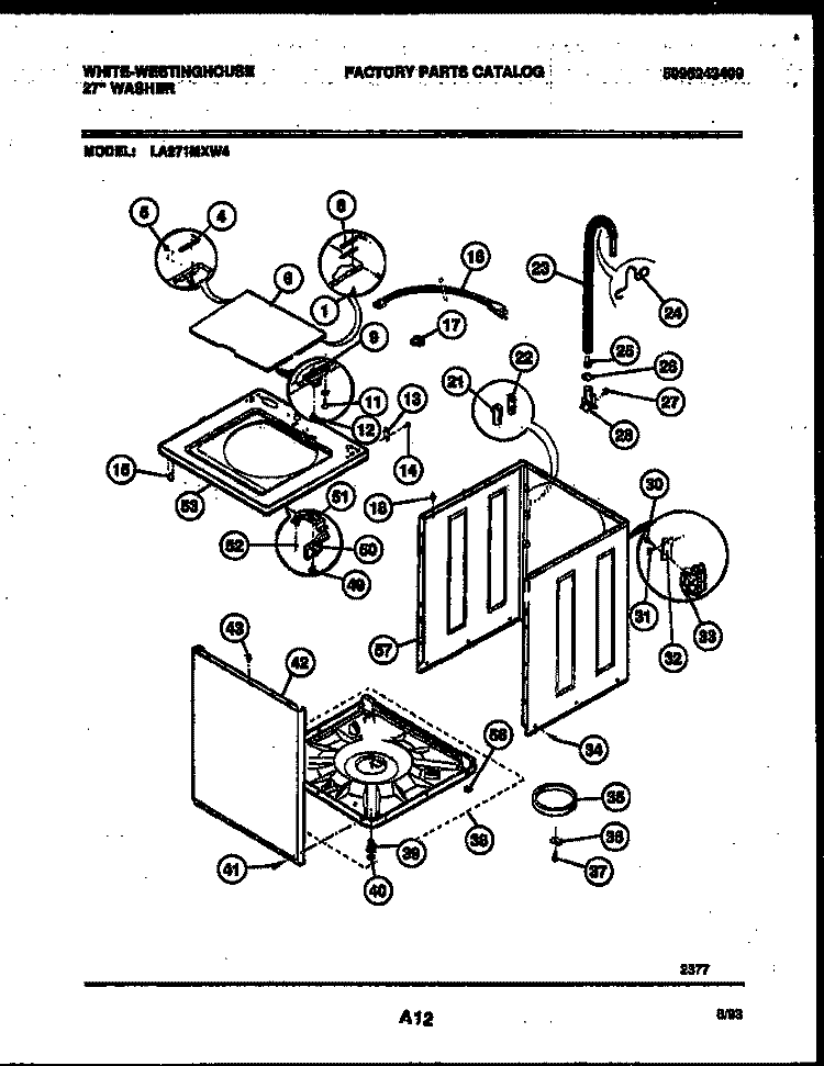 CABINET PARTS Diagram and Parts List for LA271MXW4  Frigidaire Washer