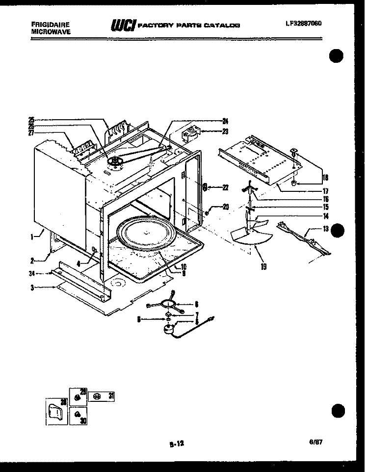 BODY PARTS Diagram and Parts List for MCT1310E  Frigidaire Microwave
