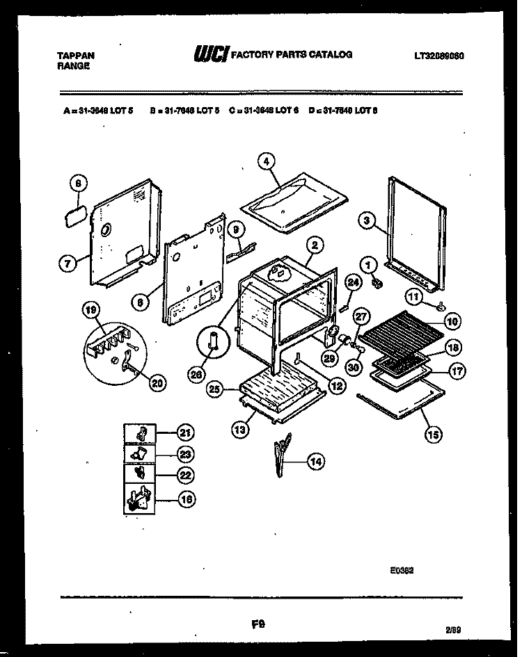 BODY PARTS Diagram and Parts List for 31-3648-23-05  Tappan Range