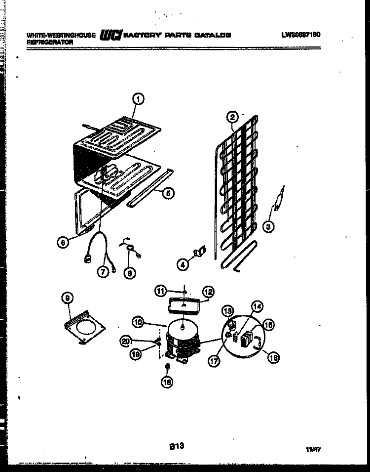 SYSTEM AND AUTOMATIC DEFROST PARTS Diagram and Parts List for RT142GCH5  Frigidaire Refrigerator