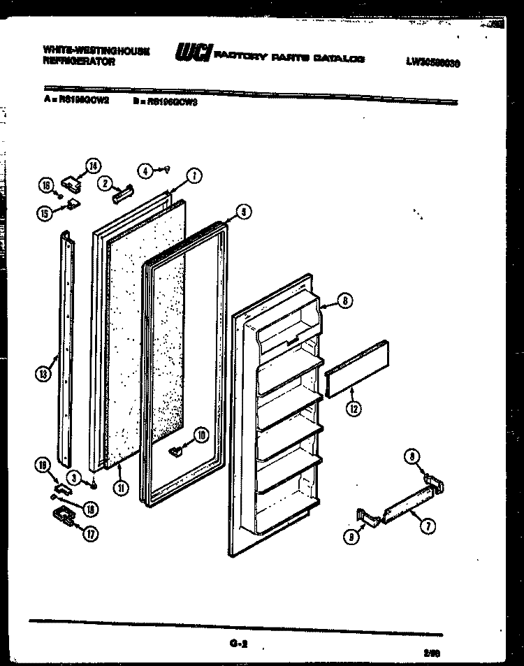 FREEZER DOOR PARTS Diagram and Parts List for RS196GCD3  Frigidaire Refrigerator