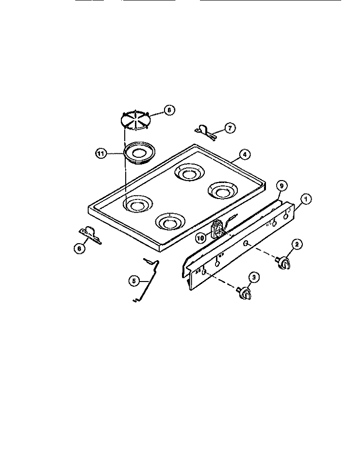 COOKTOP Diagram and Parts List for CGC4M6DXF  Gibson Range