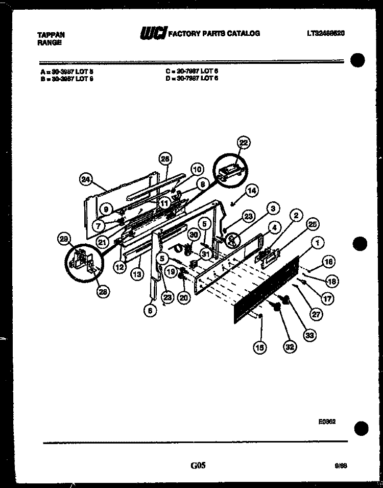 BACKGUARD Diagram and Parts List for 30-3987-23-06  Tappan Range