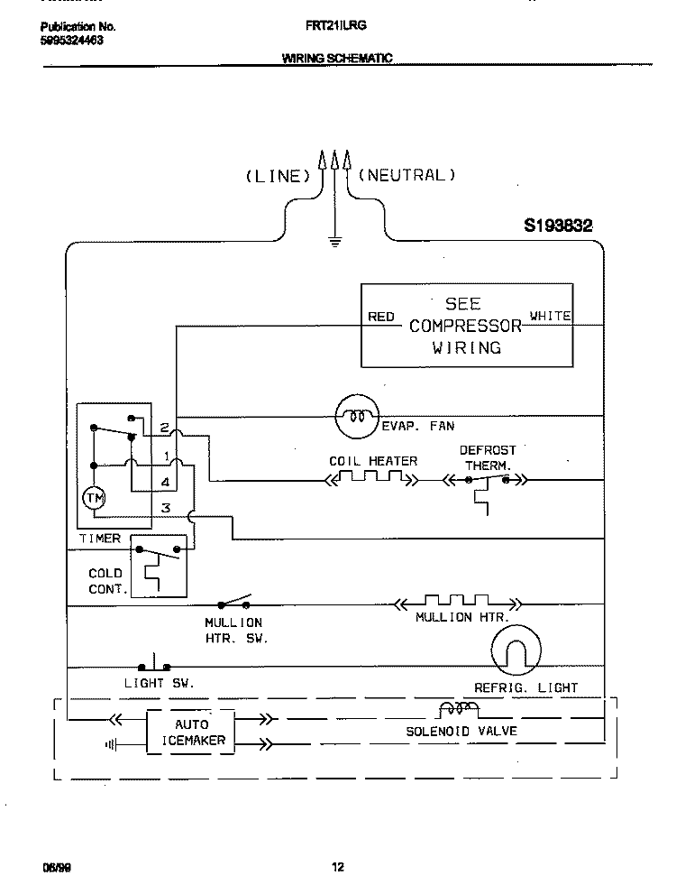 WIRING DIAGRAM Diagram and Parts List for FRT21ILRGW0  Frigidaire Refrigerator
