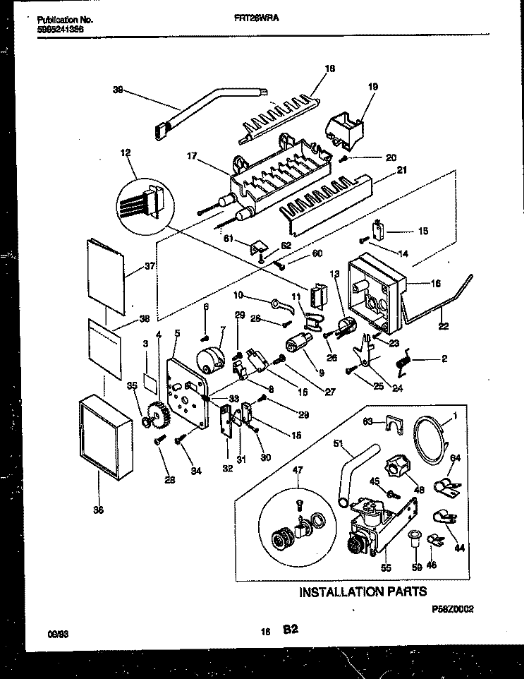 ICE MAKER AND INSTALLATION PARTS Diagram and Parts List for FRT26WRAW0  Frigidaire Refrigerator
