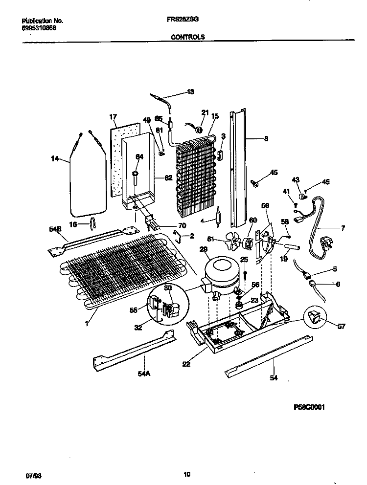 CONTROLS Diagram and Parts List for FRS26ZSGW2  Frigidaire Refrigerator