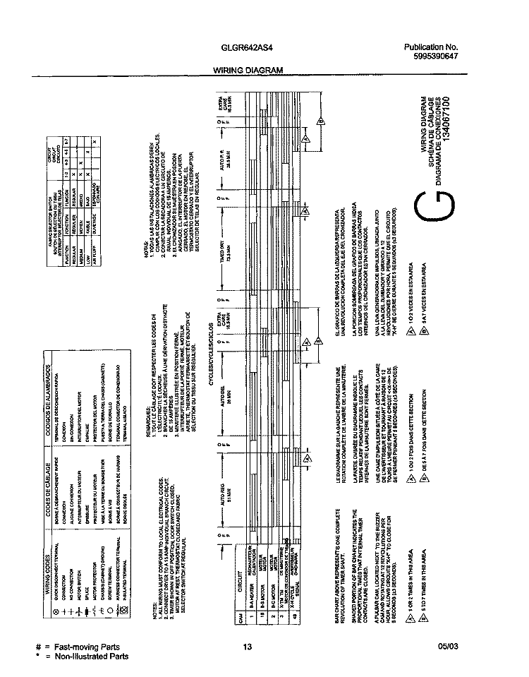 WIRING DIAGRAM Diagram and Parts List for GLGR642AS4  Frigidaire Dryer
