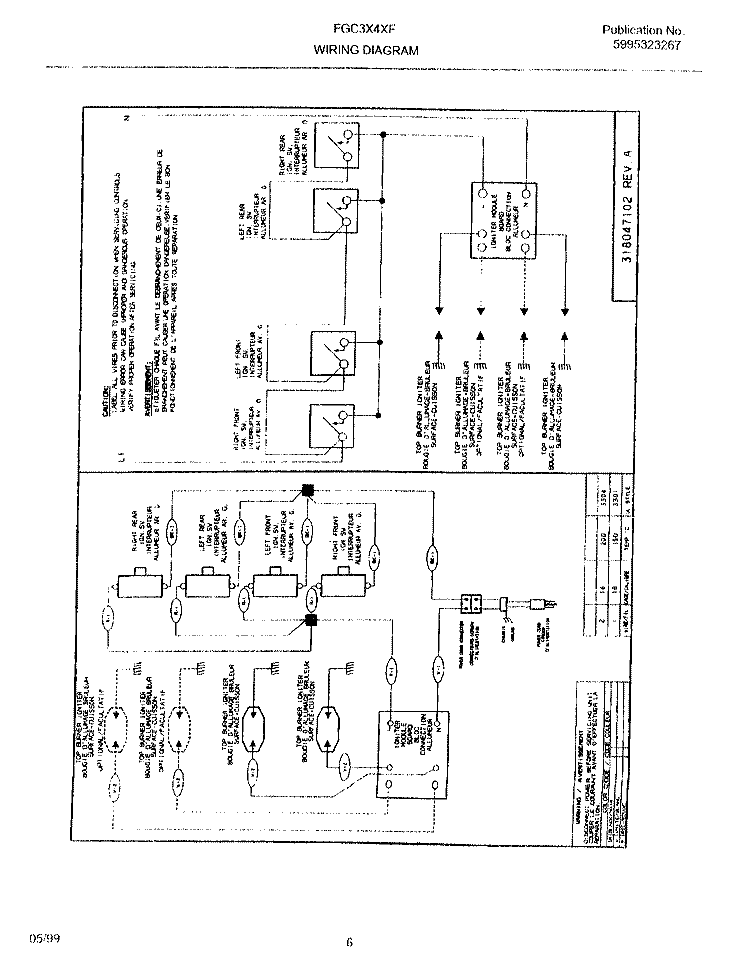 WIRING DIAGRAM Diagram and Parts List for FGC3X4XFSB  Frigidaire Cooktop