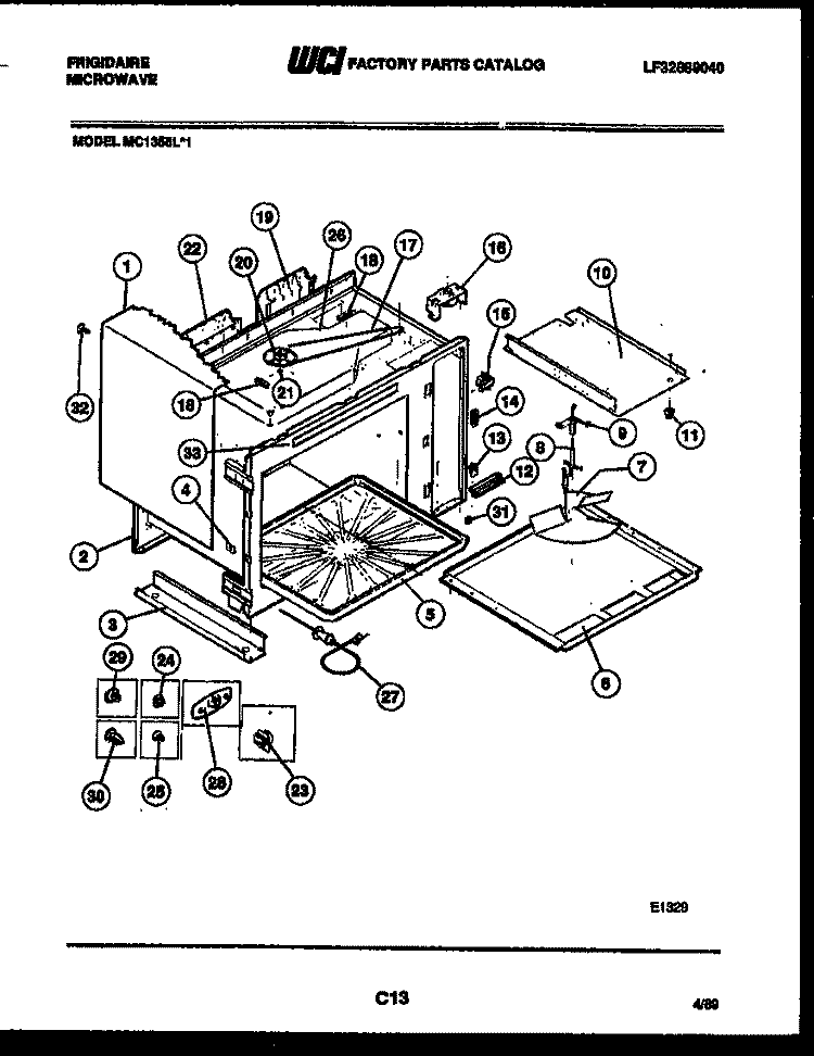 BODY PARTS Diagram and Parts List for MC1355L1  Frigidaire Microwave
