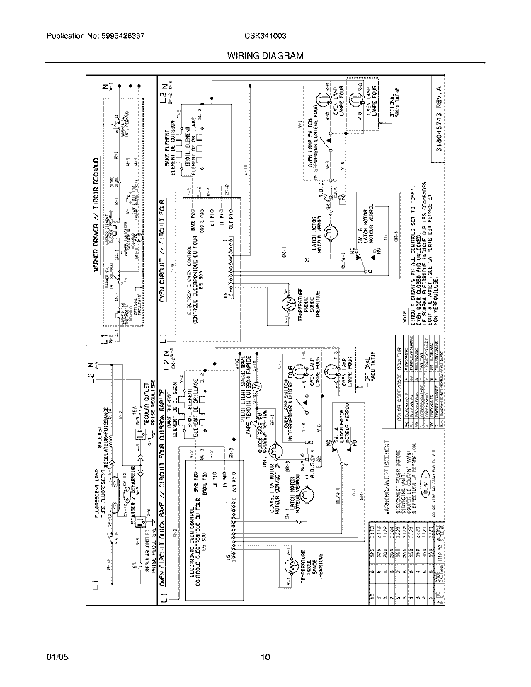 WIRING DIAGRAM Diagram and Parts List for CSK341003  Crosley Range