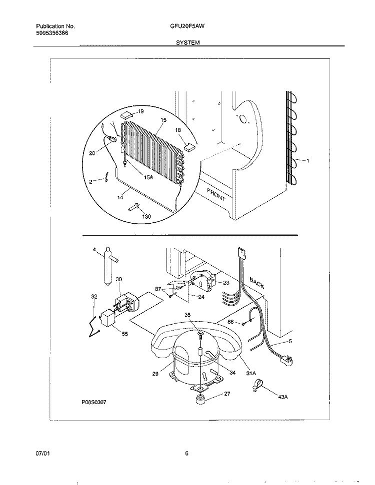 SYSTEM Diagram and Parts List for GFU20F5AW0  Gibson Freezer