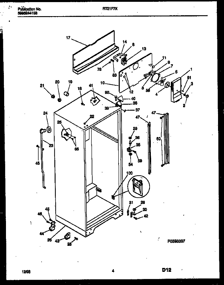 CABINET PARTS Diagram and Parts List for RT21F7WX3E  Gibson Refrigerator