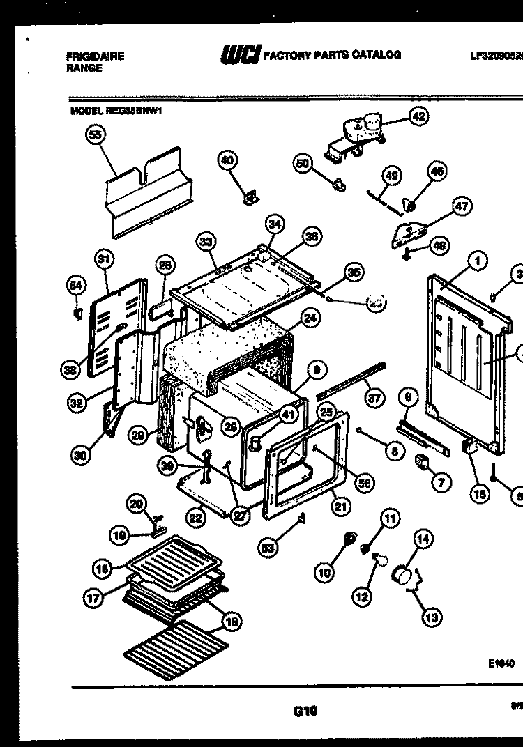 BODY PARTS Diagram and Parts List for REG38BNW1  Frigidaire Range