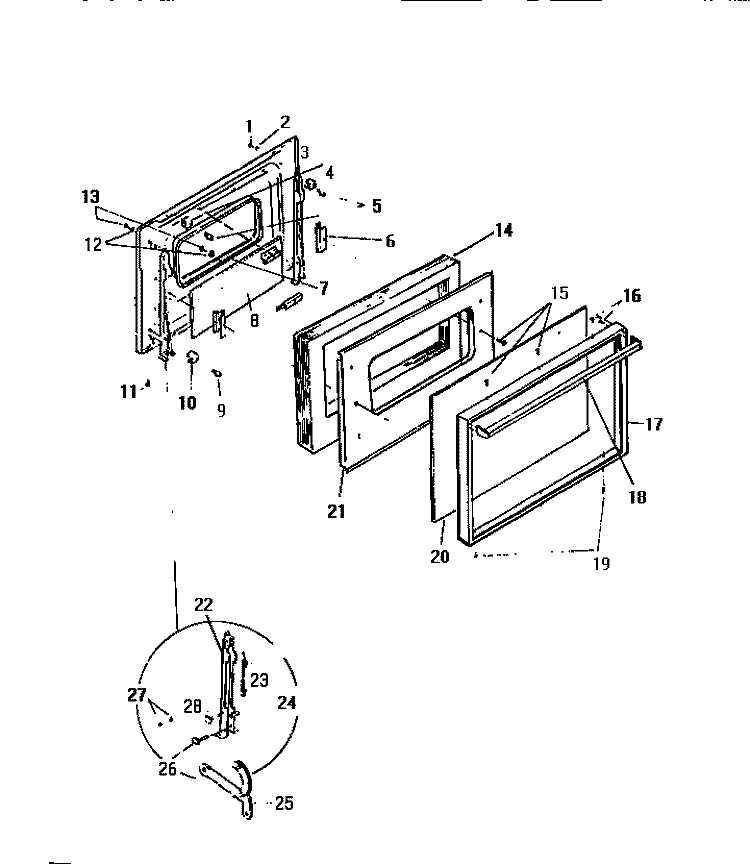 DOOR Diagram and Parts List for KB443GDM1  Frigidaire Wall Oven