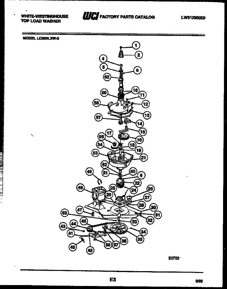 TRANSMISSION PARTS Diagram and Parts List for LC590LXD2  Frigidaire Washer