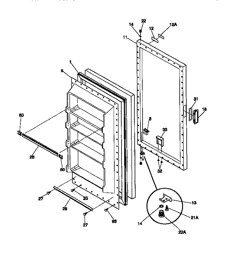 DOOR Diagram and Parts List for GFU09M2AW4  Gibson Freezer