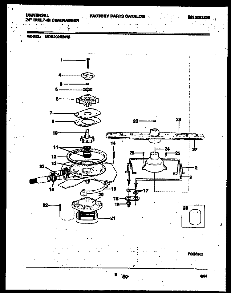 MOTOR PUMP PARTS Diagram and Parts List for MDB202RBD0  Kelvinator Dishwasher