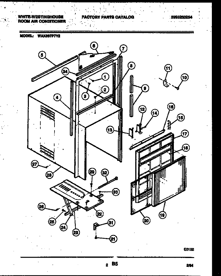 CABINET PARTS Diagram and Parts List for WAK087P7V2  Frigidaire Air Conditioner