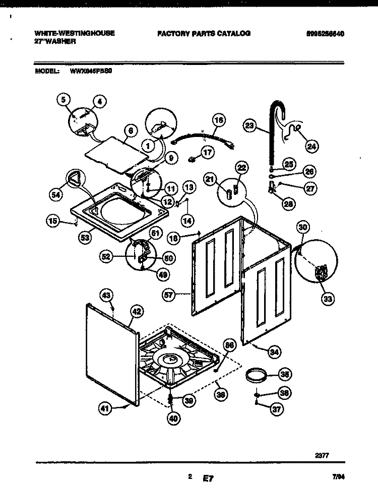 CABINET PARTS Diagram and Parts List for WWX645PBS0  Frigidaire Washer