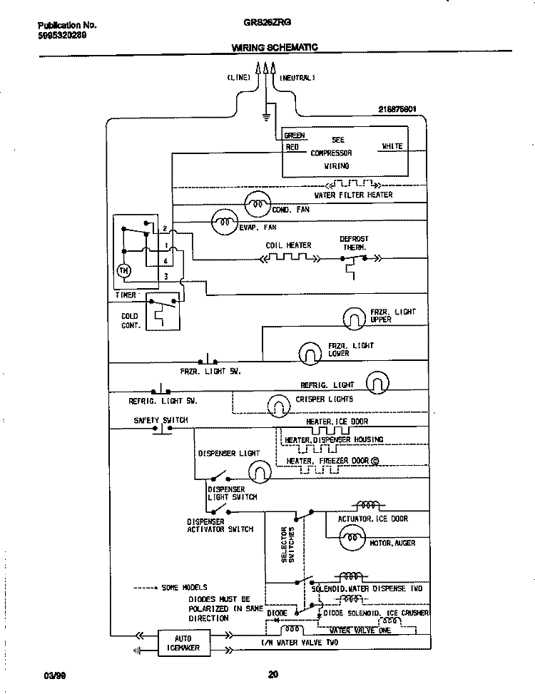 WIRING DIAGRAM Diagram and Parts List for GRS26ZRGW5  Gibson Refrigerator