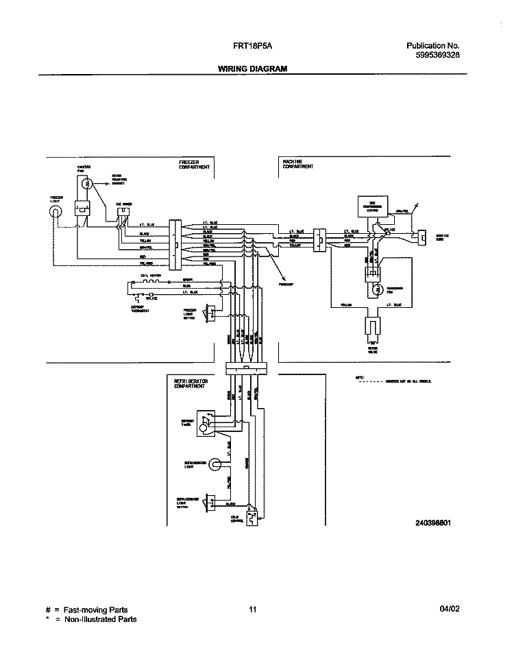 WIRING DIAGRAM Diagram and Parts List for FRT18P5AB3  Frigidaire Refrigerator