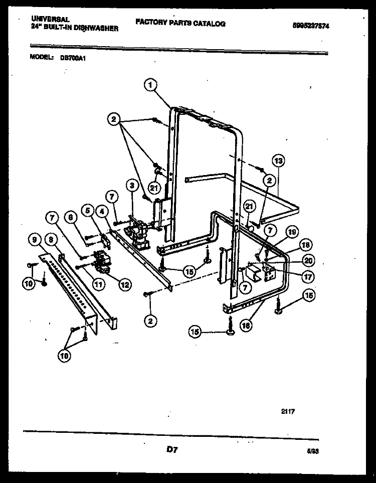 POWER DRY AND MOTOR PARTS Diagram and Parts List for DB700AW1  Frigidaire Dishwasher